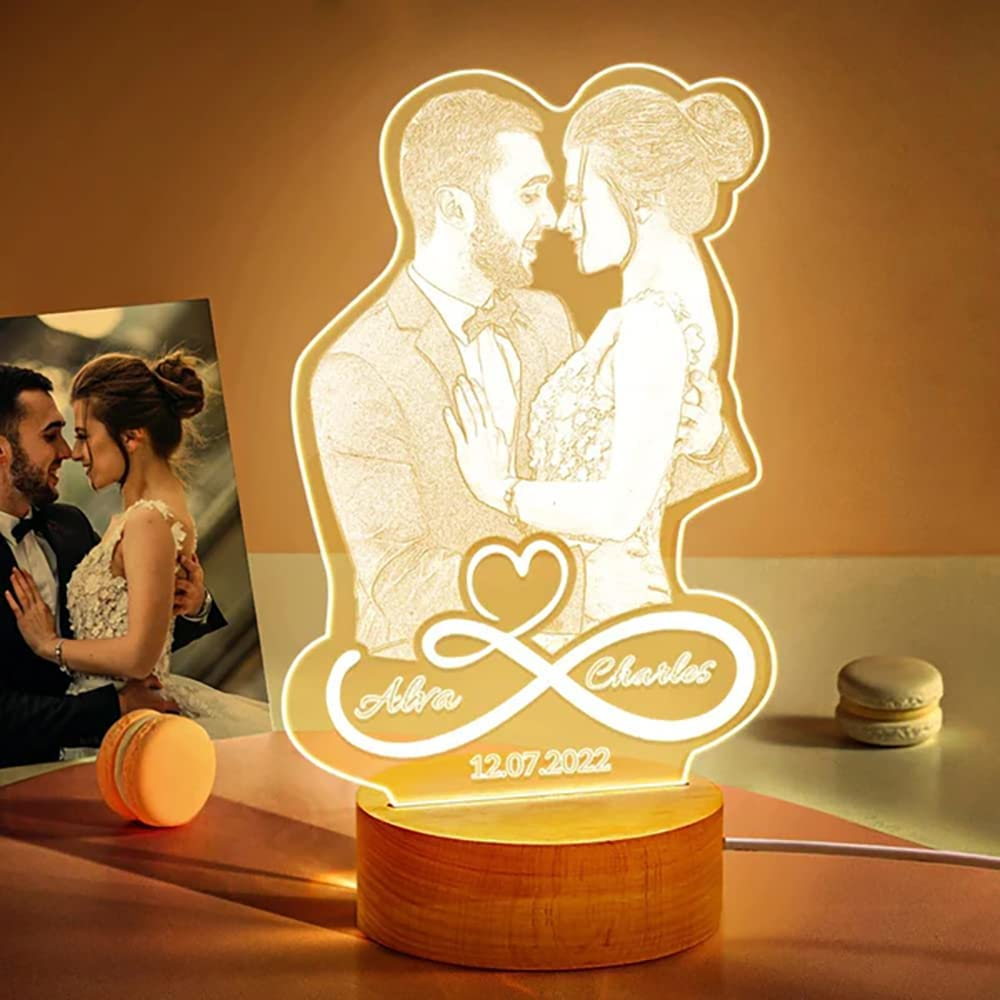 Personalized Infinity symbol photo night light